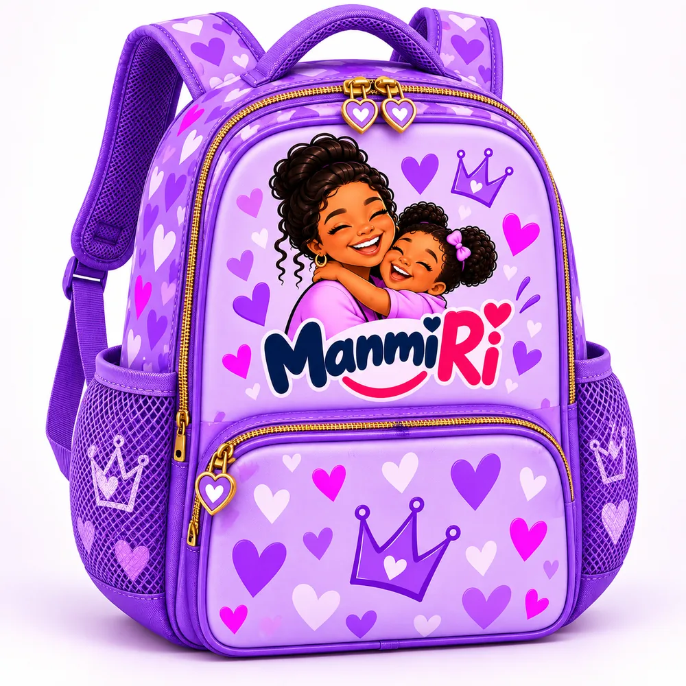 Purple Mammi Ri school backpack for girls